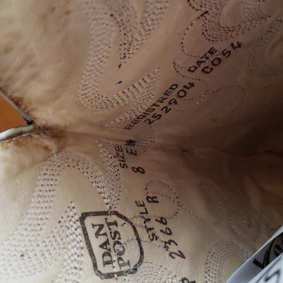 SOLD - Custom Hand Painted Dan Post Eelskin Boots Men's Sz 8 or Women's 10W - Picture 5 of 5